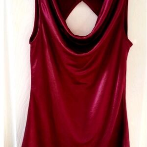 NWOT Banana Republic Burgundy Sleeveless Draped Cowl Neck Top Keyhole Back XS
